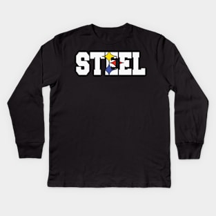 Steel Pittsburgh Football Kids Long Sleeve T-Shirt